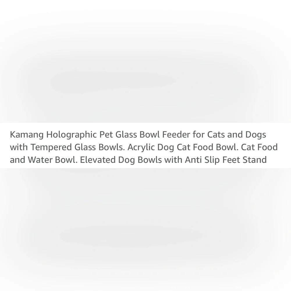 KAMANG HOLOGRAPHIC PET GLASS BOWL FEEDER FOR CATS & DOGS